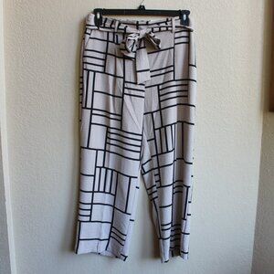 Haver and Blair Pull On Straight Leg Cropped Wide Leg Geometric Pants M